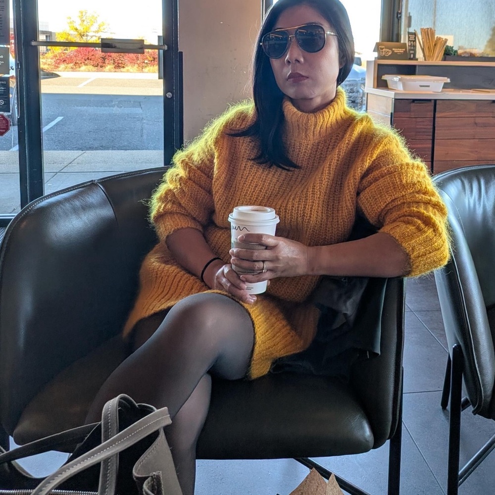 Cozy Mustard Yellow Turtleneck Sweater dress